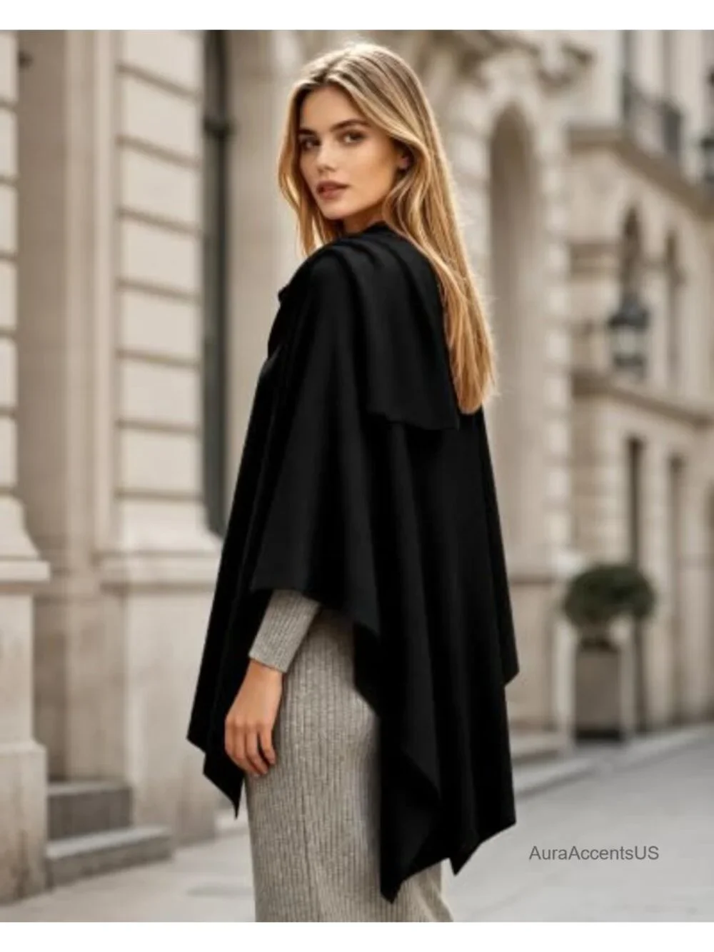 Women's Shawl Wrap Open Front Cape Poncho Sweater Scarf Knit Pashmina